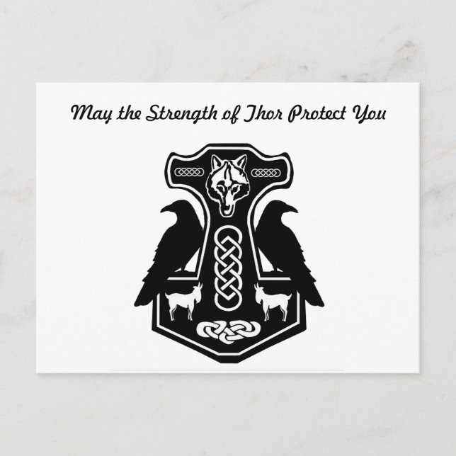 May Thor Protect You Thor's Hammer Postcard (Front)
