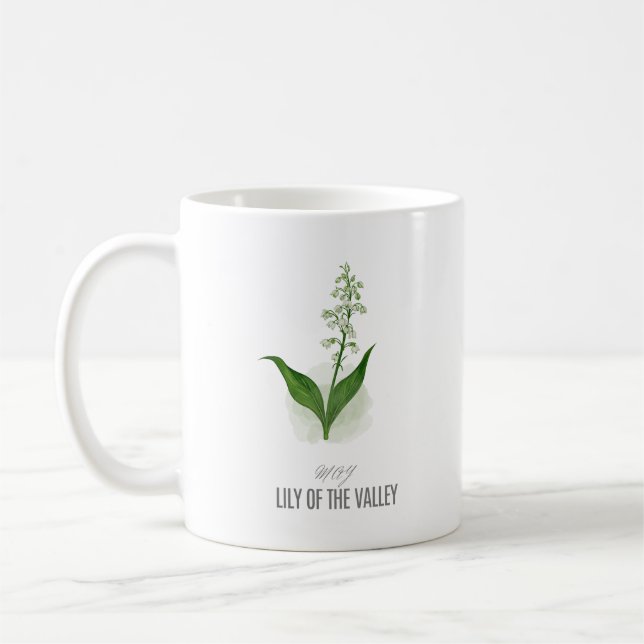 May Violet Birth Flower  T-Shirt Watercolor Coffee Mug (Left)