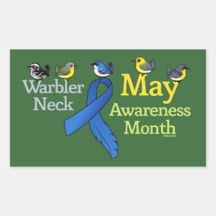May Warbler Neck Awareness Month Rectangular Sticker