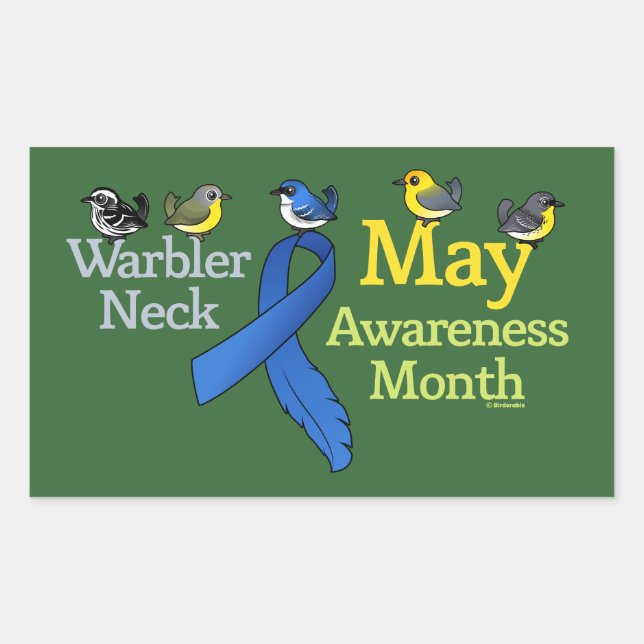 May Warbler Neck Awareness Month Rectangular Sticker (Front)