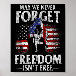 May We Never Forget Freedom Isnt Free Usa Flag Poster