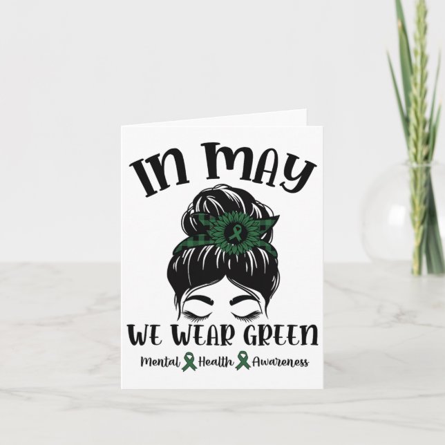 May We Wear Green Mental Health Awareness 1  Card (Front)