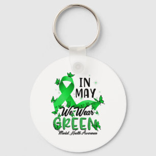 May We Wear Green Mental Health Awareness Bleached Key Ring