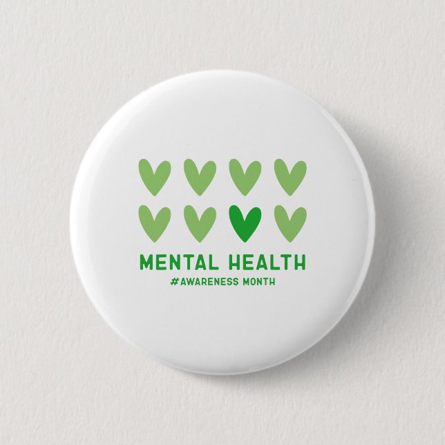 May We Wear Green Mental Health Awareness Month  6 Cm Round Badge (Front)
