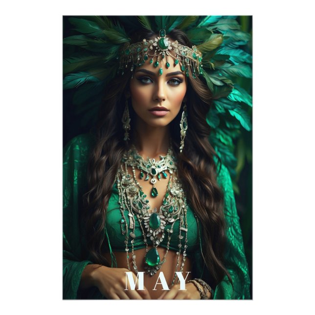 *~ MAY Woman BIRTHDAY EMERALDS AP53 Boho Photo Print (Front)