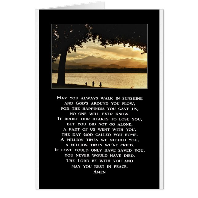 May You Always Walk In Sunshine Prayer (Front)