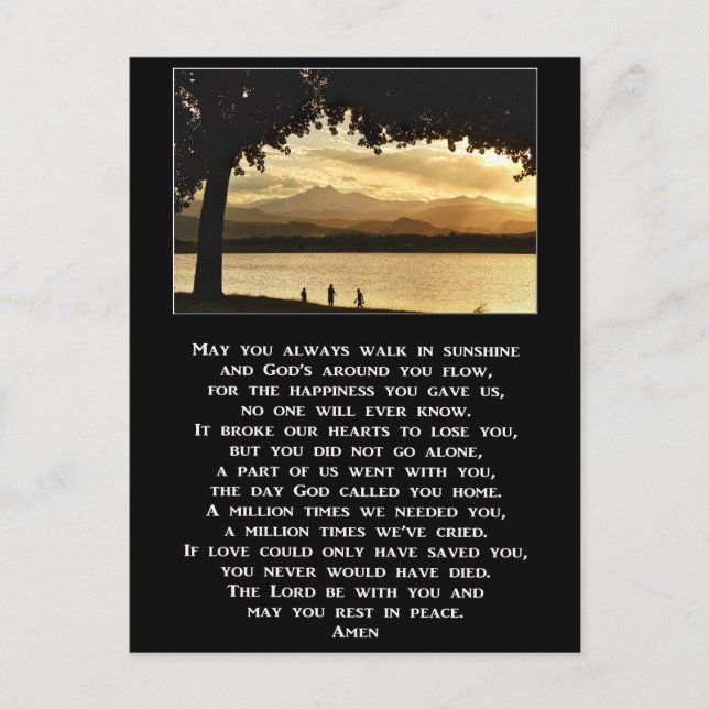May You Always Walk In Sunshine Prayer Postcard (Front)