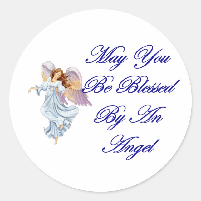 May You Be Blessed By An Angel Classic Round Sticker (Front)