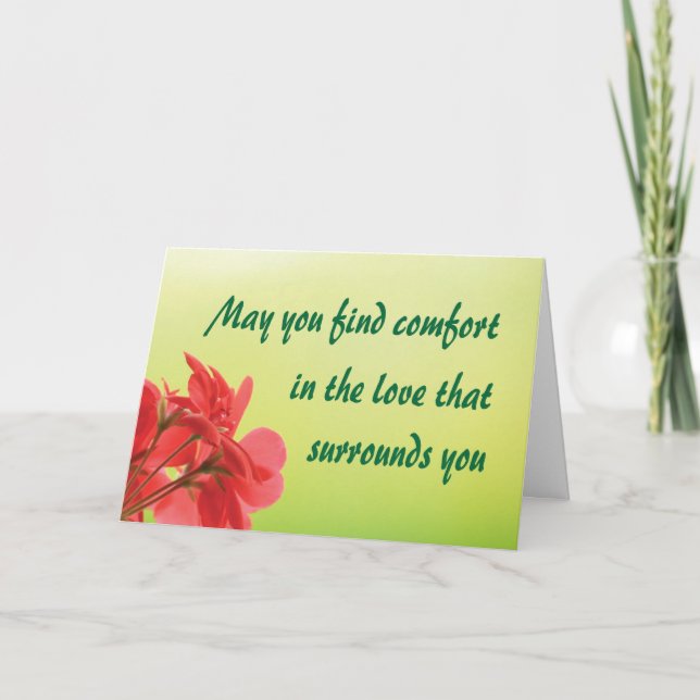 May you find comfort sympathy condolences card (Front)