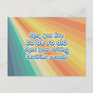 May you live to be so old joke groovy retro postcard