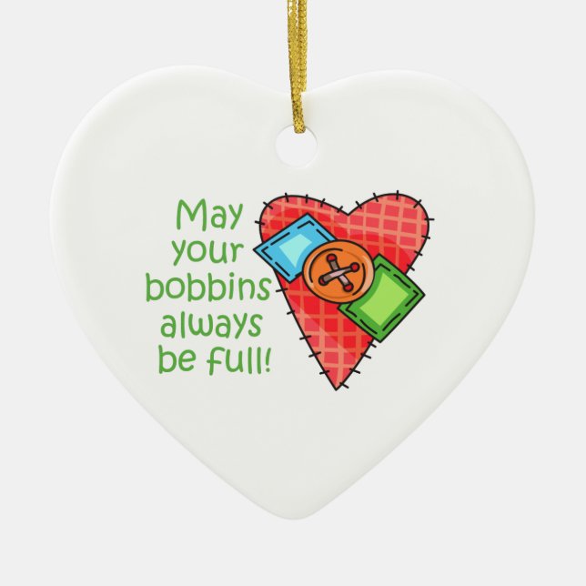 May Your Bobbins Always Be Full! Ceramic Tree Decoration (Front)