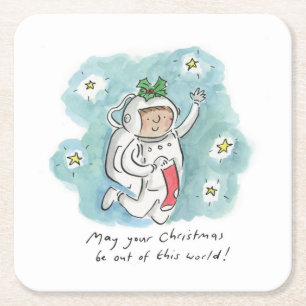 May your Christmas be out of this world Square Paper Coaster