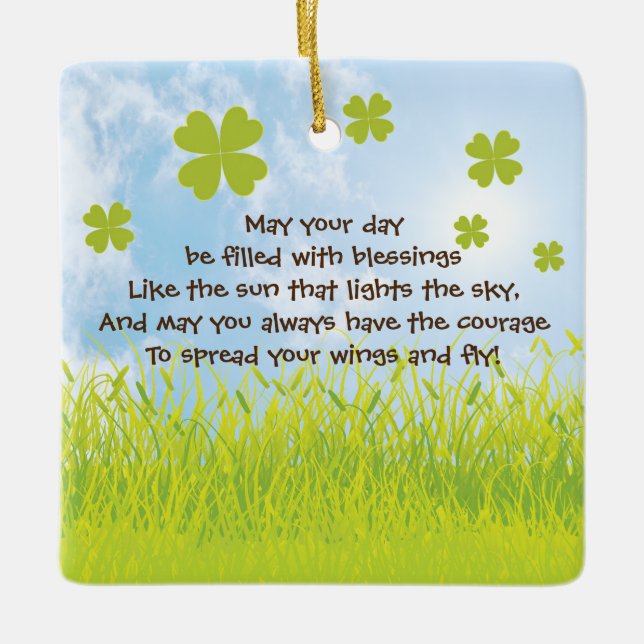 May Your Day be Filled with Blessings, Irish Ceramic Ornament (Front)