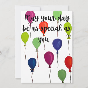 May your day be special colourful balloons thank you card