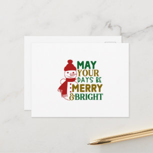 May Your Days Be Merry and Bright Christmas Postcard
