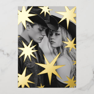 May your days be merry and bright gold stars foil holiday card