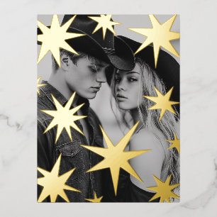 May your days be merry and bright gold stars foil holiday postcard