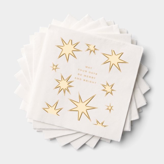 May your days be merry and bright gold stars foil napkins (Insitu (Stacked))