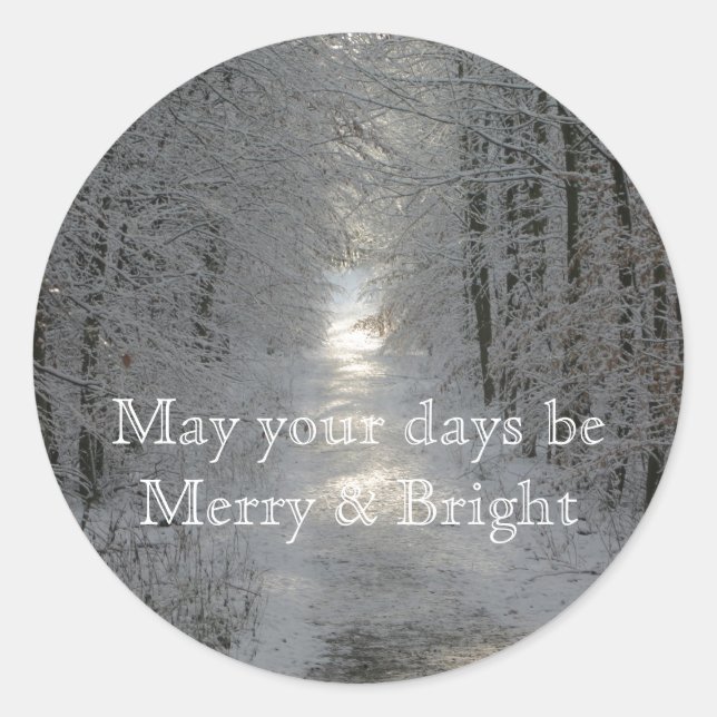 May your days be Merry and Bright Holiday Classic Round Sticker (Front)