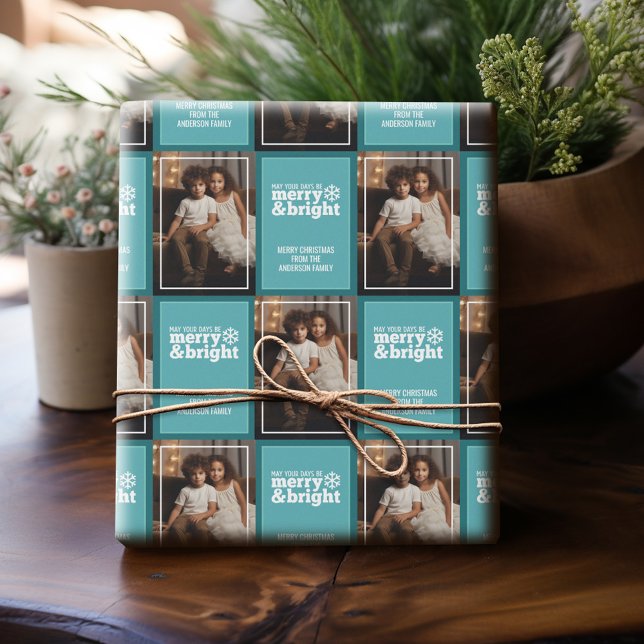 May Your Days Be Merry Bright - 1 Photo Whimsical Wrapping Paper (Personalized Photo Wrapping Paper)