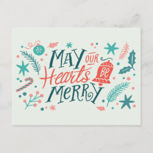 May Your Hearts be Merry Cute Christmas Postcard