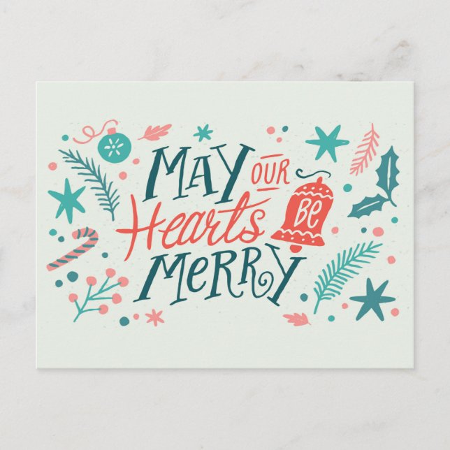 May Your Hearts be Merry Cute Christmas Postcard (Front)