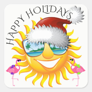 May Your Holiday Be Warm and Beachy HolidayZDayZ Square Sticker