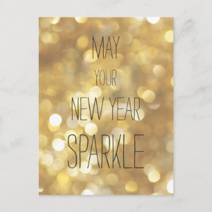 May your New Year Sparkle  - Gold Glitter Postcard