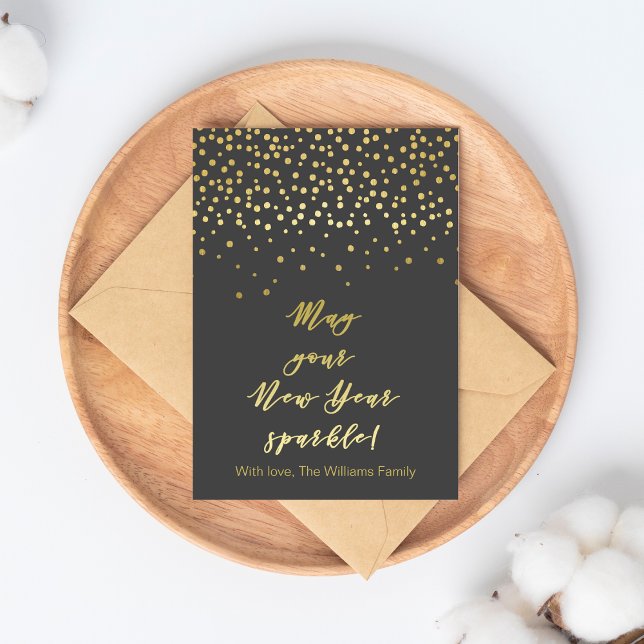 May your New Year Sparkle! Gold Sparkles Postcard (Creator Uploaded)