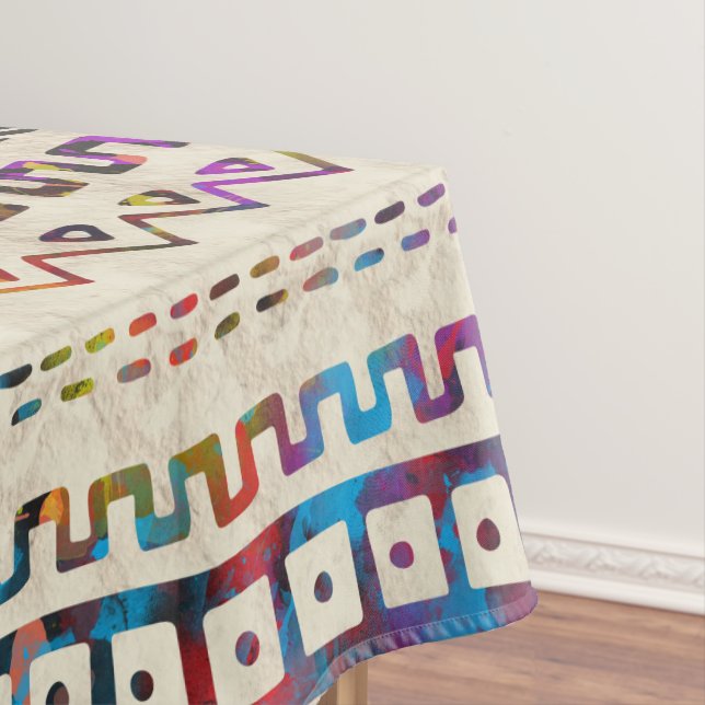 Maya / Aztec Gentle Watercolor pattern Tablecloth (In Situ)