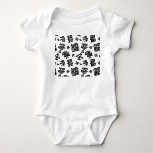 Maya Black White Ethnic Pattern Baby Bodysuit