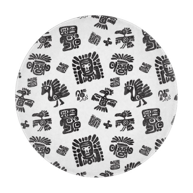 Maya Black White Ethnic Pattern Cutting Board (Front)