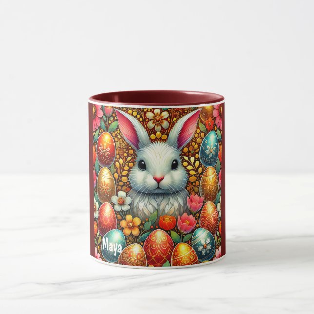MAYA ~ EASTER BUNNY Eggs Flowers ~ Mug (Center)