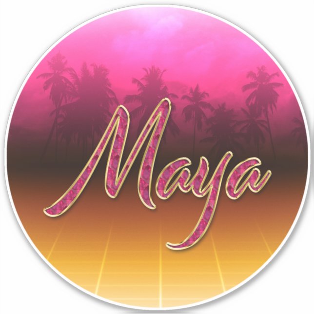 Maya First Name golden pink sticker (Front)