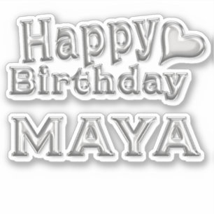 Maya Happy Birthday silver Sticker