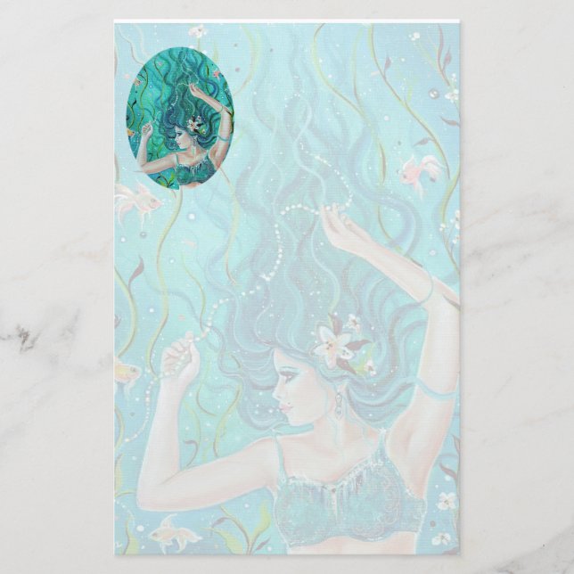 Maya Mermaid stationery by Renee L. Lavoie (Front)
