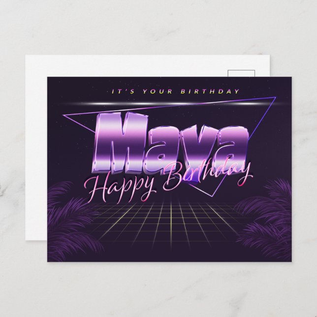 Maya Name Vorname lila Postkarte Geburtstag Postcard (Front/Back)