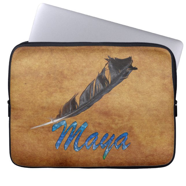 MAYA Native American Feather Laptop Sleeve (Front)