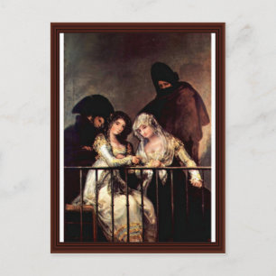 Maya On A Balcony By Francisco De Goya Postcard