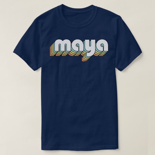 Maya Retro Rainbow Typography Faded Style T-Shirt (Design Front)
