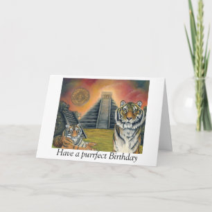 Maya Temple And Tigers Birthday Card