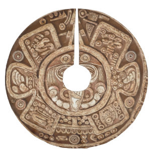 Maya Tribal Pagan: Ornamental Texture Brushed Polyester Tree Skirt