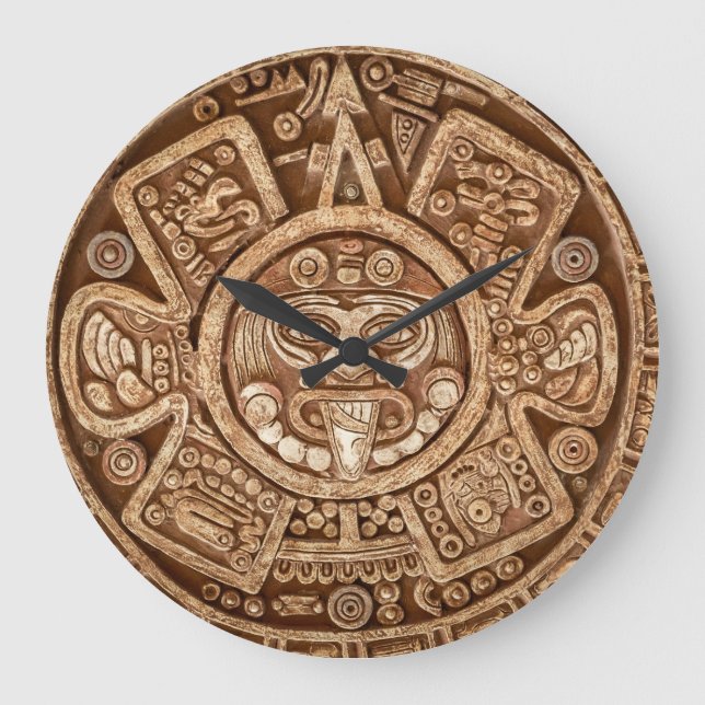 Maya Tribal Pagan: Ornamental Texture Large Clock (Front)