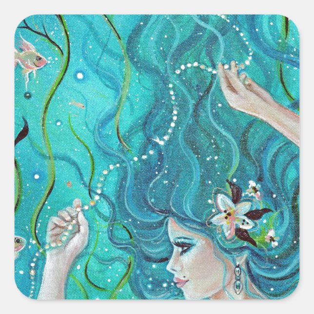 Maya tropical mermaid by Renee Lavoie Square Sticker (Front)