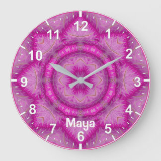 MAYA ~ WOW! Fractal Pattern Shades of Pink ~ Large Clock