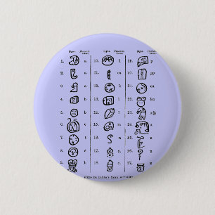 Mayan Alphabet 6 Cm Round Badge
