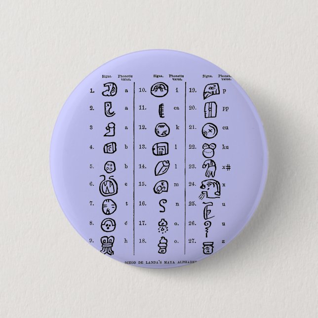 Mayan Alphabet 6 Cm Round Badge (Front)