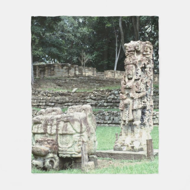 Mayan Ancient Ruins of Copan City Honduras Colour Fleece Blanket (Front)