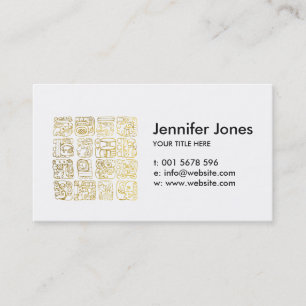 Mayan and aztec glyphs gold business card