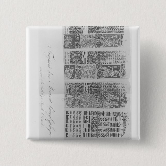 Mayan astronomical tables with the eclipses 15 cm square badge (Front)